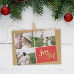 Christmas 3 photo modern red foil holiday card<br><div class="desc">Christmas 3 photo modern typography red,  foil and white holiday card. Stylish graphic minimal design,  part of a collections. Available in other colours.</div>