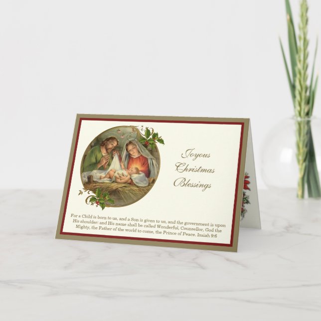 Christmas 3 Photos Religious Jesus Mary Joseph Holiday Card (Front)