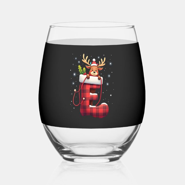 Christmas (3) stemless wine glass (Front)