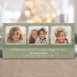 Christmas - 3 VERTICAL photos shabby chic Holiday Card