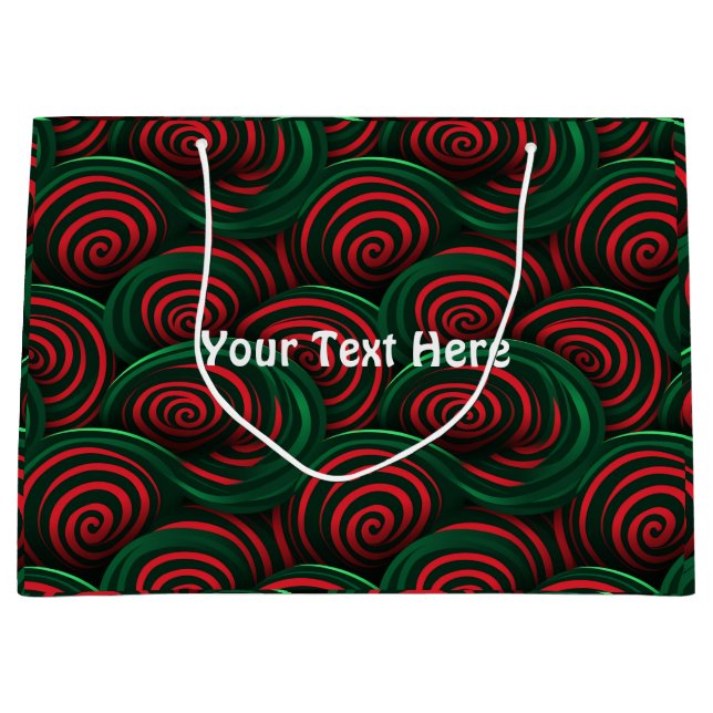 Christmas 3D Red and  Green Swirls Large Gift Bag (Front)