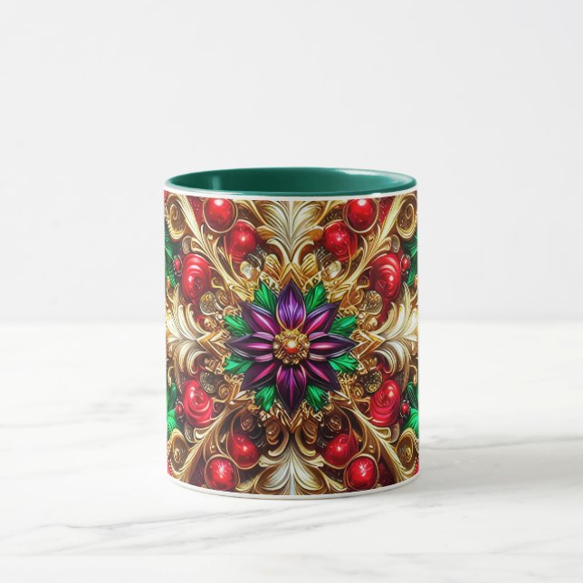 CHRISTMAS ~ 3D ~ Red, Green and Gold ~ Mug (Center)