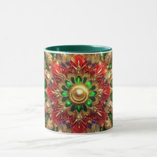 CHRISTMAS ~ 3D ~ Red, Green and Gold ~ Mug