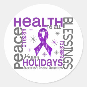 Christmas 4 Alzheimer's Disease Snowflakes Classic Round Sticker