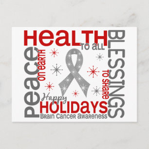 Christmas 4 Brain Cancer Snowflakes Holiday Postcard