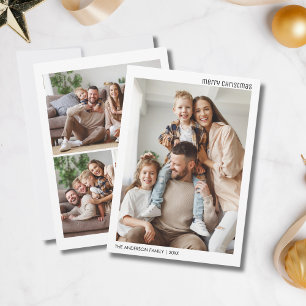 Christmas 4 Family Photos Collage Minimalist Holiday Card