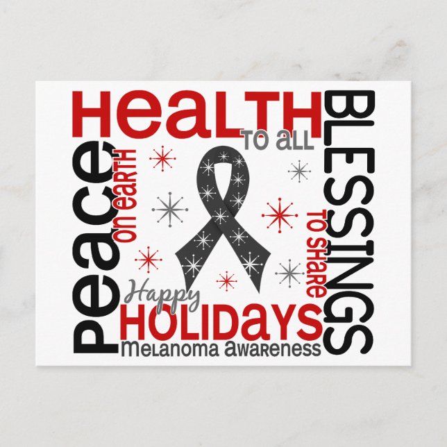 Christmas 4 Melanoma Snowflakes Holiday Postcard (Front)