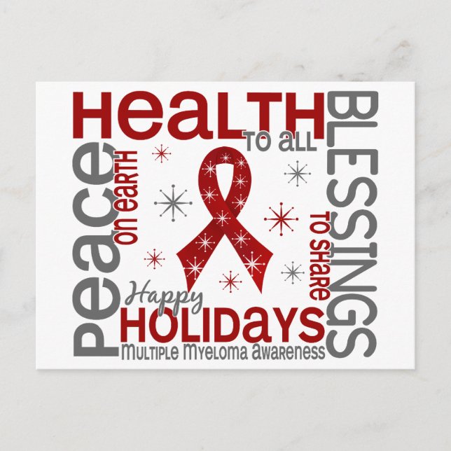 Christmas 4 Multiple Myeloma Snowflakes Holiday Postcard (Front)