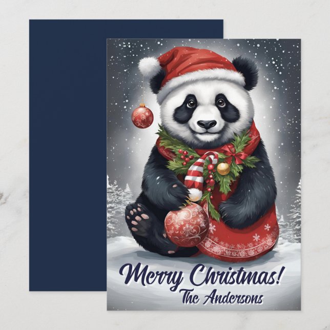 Christmas 4 panda, Happy Holidays, Christmas card (Front/Back)