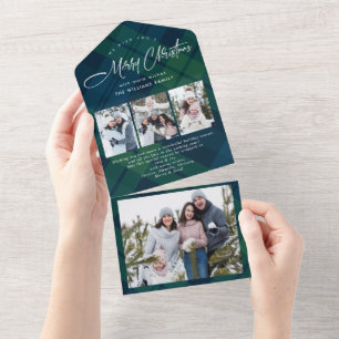 Christmas 4 Photo Greeting QR code Holiday Card