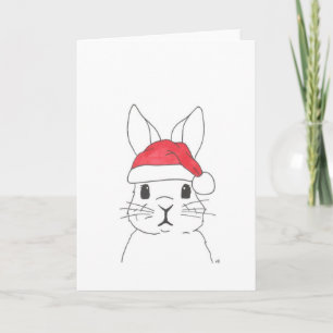 Christmas 4 Rabbit in a Santa Hat Christmas Holida Thank You Card