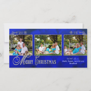 CHRISTMAS 4 X 8 PHOTO CARD - Ornate Blue