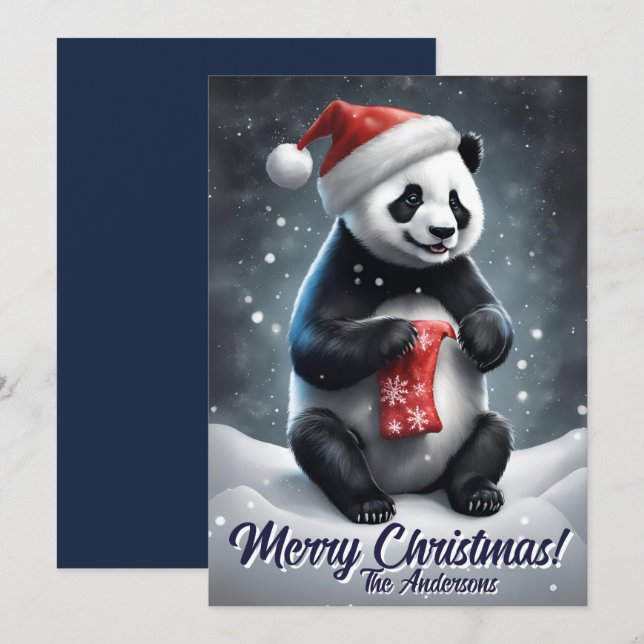 Christmas 5 panda, Happy Holidays, Christmas card (Front/Back)