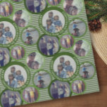 Christmas 5 Photo Circle Border with Green Circles Wrapping Paper<br><div class="desc">If you crop your photo into a square before uploading, it will be easy to edit the design. The paper includes a unique and trendy Merry Christmas greeting with a fun circle bubble border design. This design has an informal, joyful look to it with photos all over. If you need...</div>