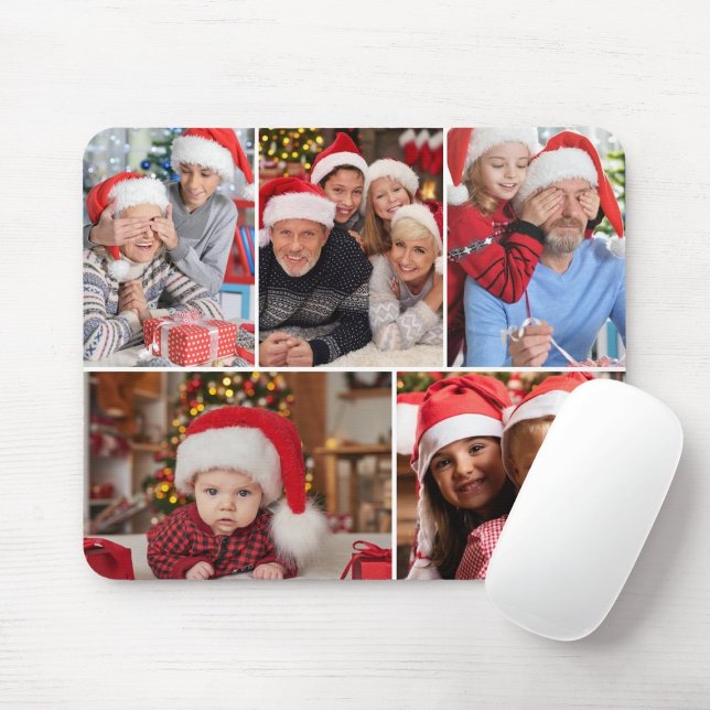 Christmas 5 Photo Collage Personalised  Mouse Mat (Creator Uploaded)