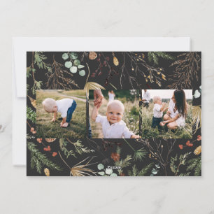 Christmas 5 photo watercolor botanical floral  holiday card