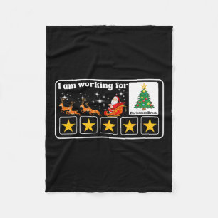 Christmas 5 Stars Xmas Tree I'm Working For Chirst Fleece Blanket