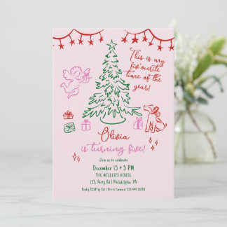 Christmas 5th birthday whimsical tree announcement