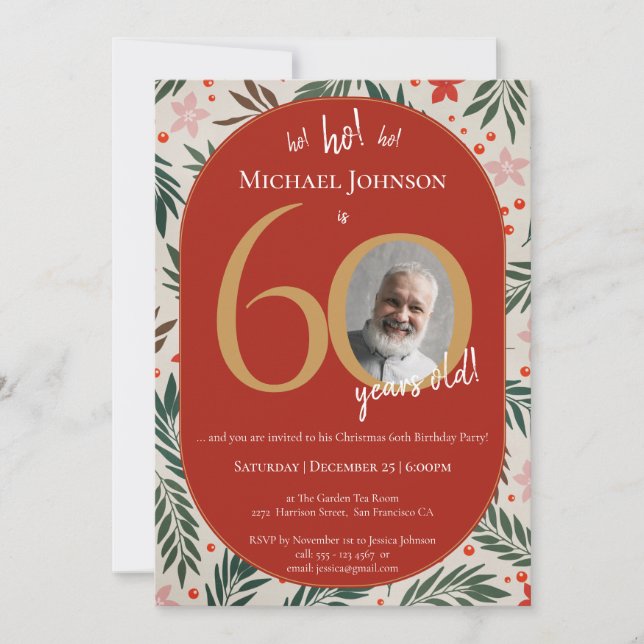 Christmas 60th Birthday  Invitation (Front)