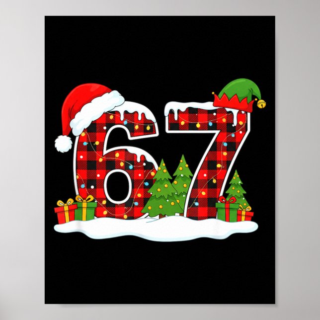 Christmas 67 Buffalo Plaid Six Seven Santa &amp; E Poster (Front)