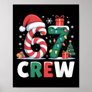 Christmas 67 Crew Brainrot Funny Candy Cane Lights Poster