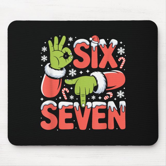 Christmas 67 Funny Meme Xmas Six Seven Santa Hand  Mouse Mat (Front)