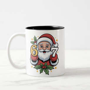 Christmas 67 Funny Xmas Six Seven Santa Two-Tone Coffee Mug