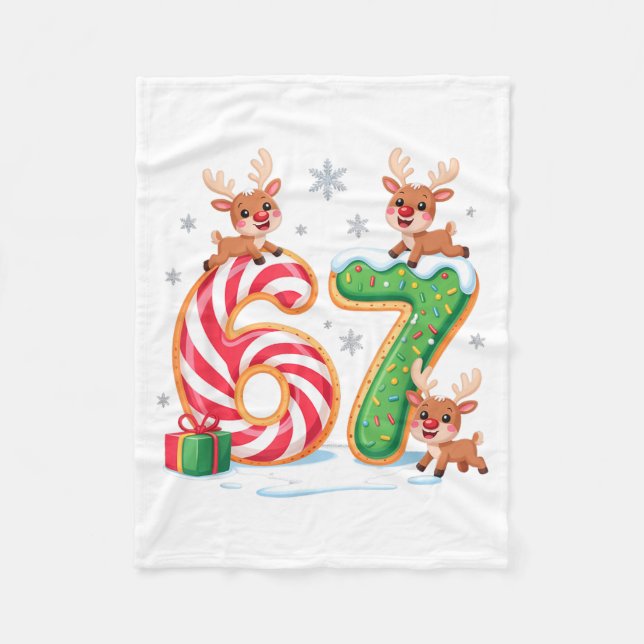 Christmas 67 Funny Xmas Six Seven Ugly Sweater 6-7 Fleece Blanket (Front)