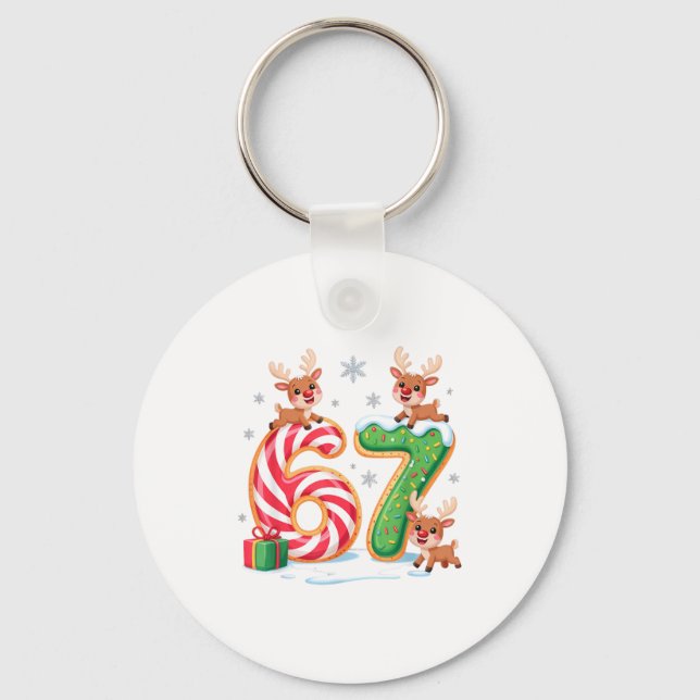 Christmas 67 Funny Xmas Six Seven Ugly Sweater 6-7 Key Ring (Front)