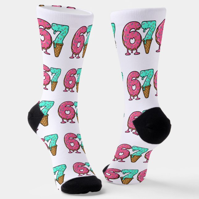 Christmas 67 Ice Cream Socks, dripping design Socks (Angled)