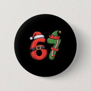 Christmas 67 Meme 67 Santa Elf - Six Seven  6 Cm Round Badge