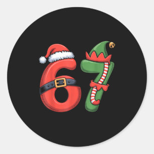 Christmas 67 Meme 67 Santa Elf - Six Seven  Classic Round Sticker