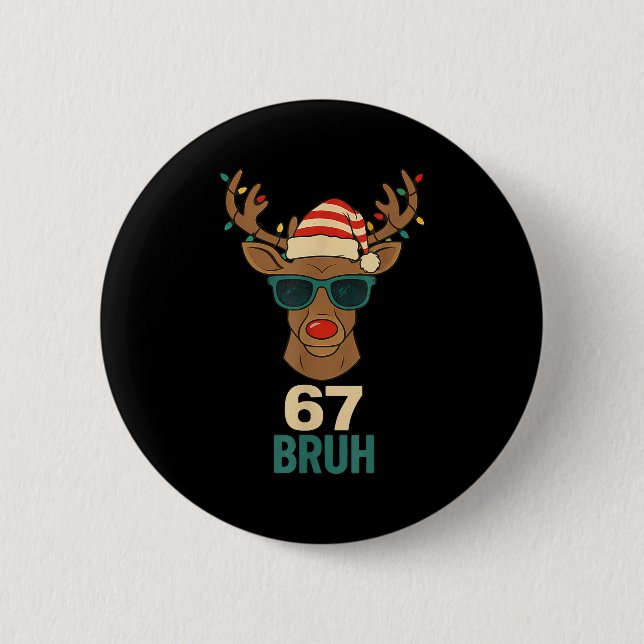 Christmas 67 Meme Design Funny Six Seven Hands 6 7 6 Cm Round Badge (Front)