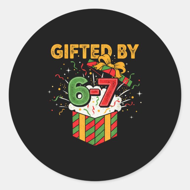 Christmas 67 Meme Design Funny Six Seven Hands 6 7 Classic Round Sticker (Front)