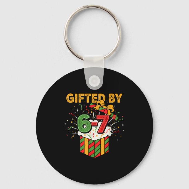 Christmas 67 Meme Design Funny Six Seven Hands 6 7 Key Ring (Front)
