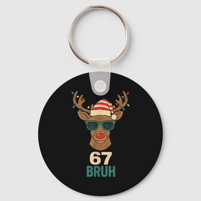 Christmas 67 Meme Design Funny Six Seven Hands 6 7 Key Ring (Front)