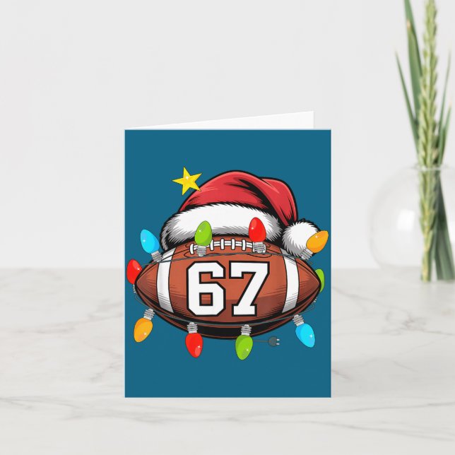 Christmas 67 Meme Football Santa Hat Funny Xmas Bo Card (Front)