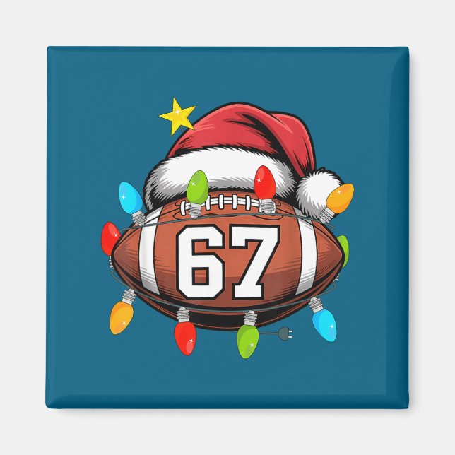Christmas 67 Meme Football Santa Hat Funny Xmas Bo Magnet (Front)