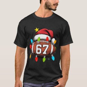 Christmas 67 Meme Football Santa Hat Funny Xmas Bo T-Shirt