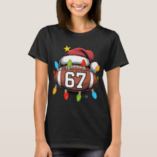 Christmas 67 Meme Football Santa Hat Funny Xmas Bo T-Shirt
