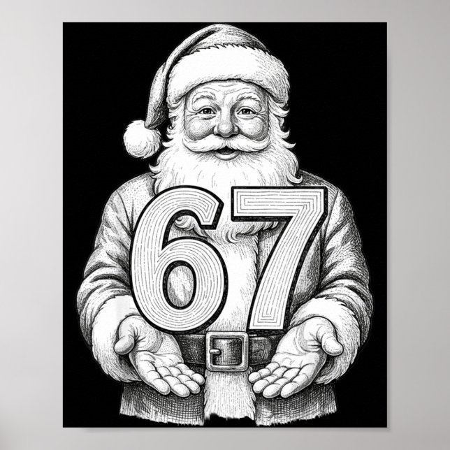 Christmas 67 Meme Funny Six Seven Santa Christmas  Poster (Front)