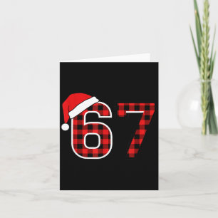 Christmas 67 Meme Six Seven Buffalo Plaid Santa Ha Card