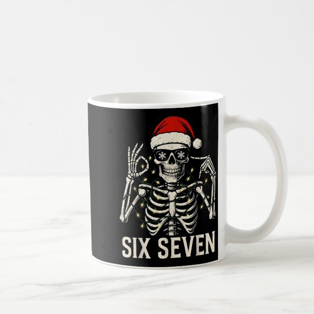 Christmas 67 Meme Skeleton With Santa Hat For Men  Coffee Mug (Right)