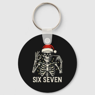Christmas 67 Meme Skeleton With Santa Hat For Men  Key Ring