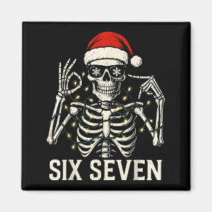 Christmas 67 Meme Skeleton With Santa Hat For Men Magnet
