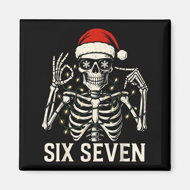 Christmas 67 Meme Skeleton With Santa Hat For Men  Magnet (Front)