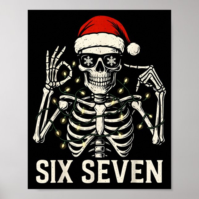 Christmas 67 Meme Skeleton With Santa Hat For Men  Poster (Front)
