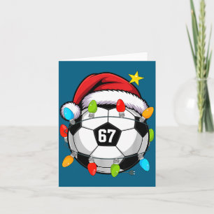 Christmas 67 Meme Soccer Ball Santa Hat Funny Xmas Card