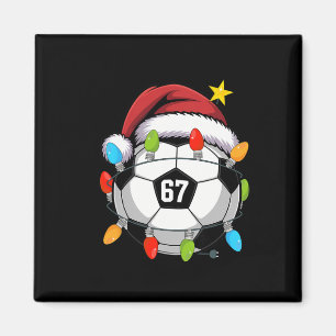 Christmas 67 Meme Soccer Ball Santa Hat Funny Xmas Magnet