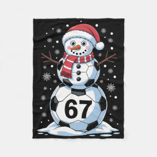 Christmas 67 Meme Soccer Snowman Tree Funny Xmas B Fleece Blanket